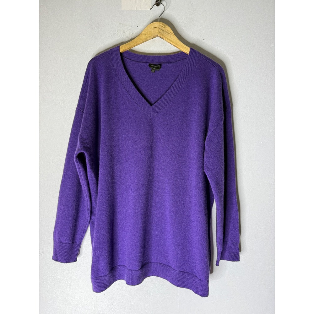 Talbots Women 2X Purple 100% Cashmere V-Neck Pullover Sweater